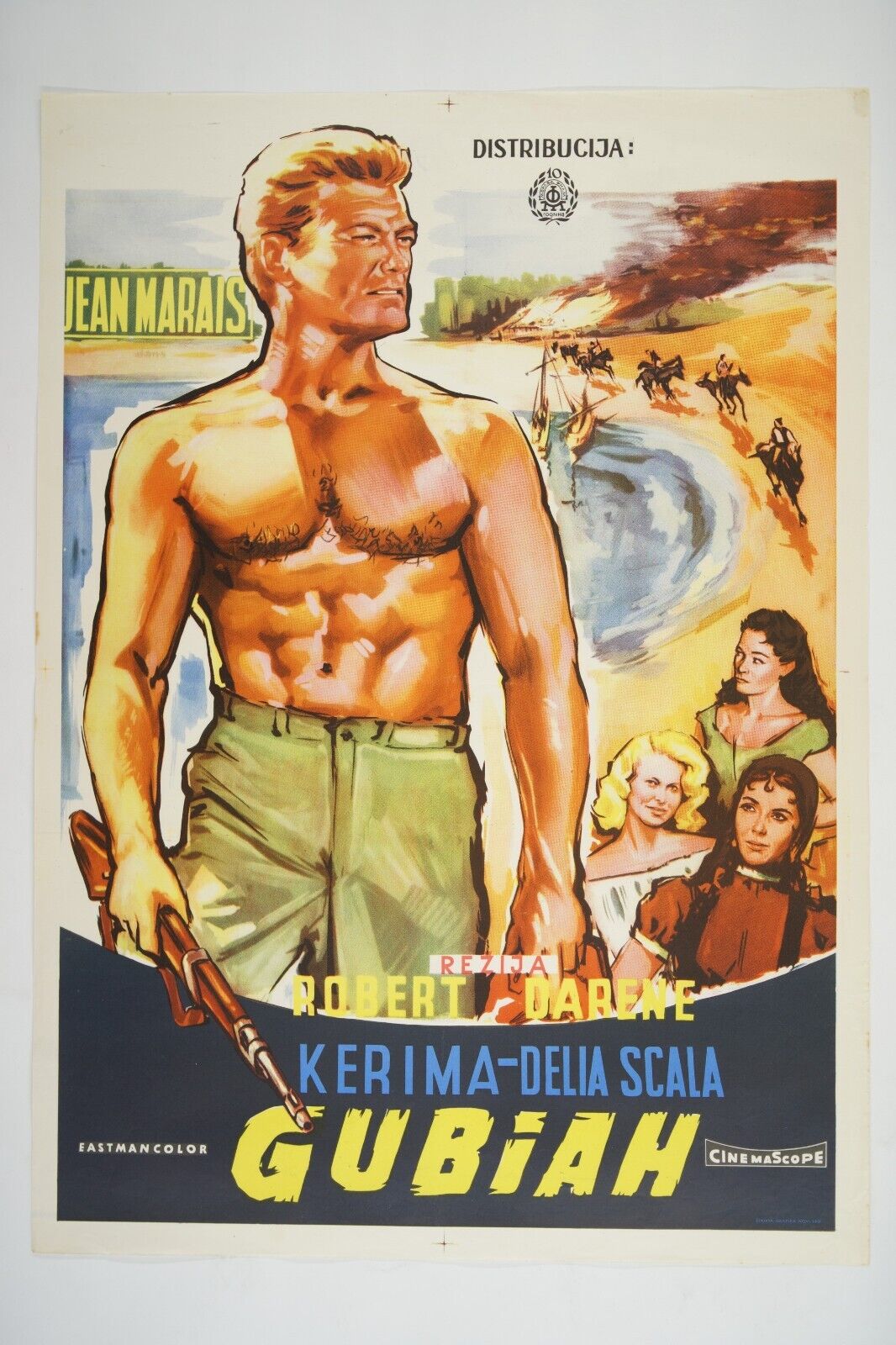 GOUBBIAH, MON AMOUR / KISS OF FIRE Original exYU movie poster 1956 JEAN MARAIS