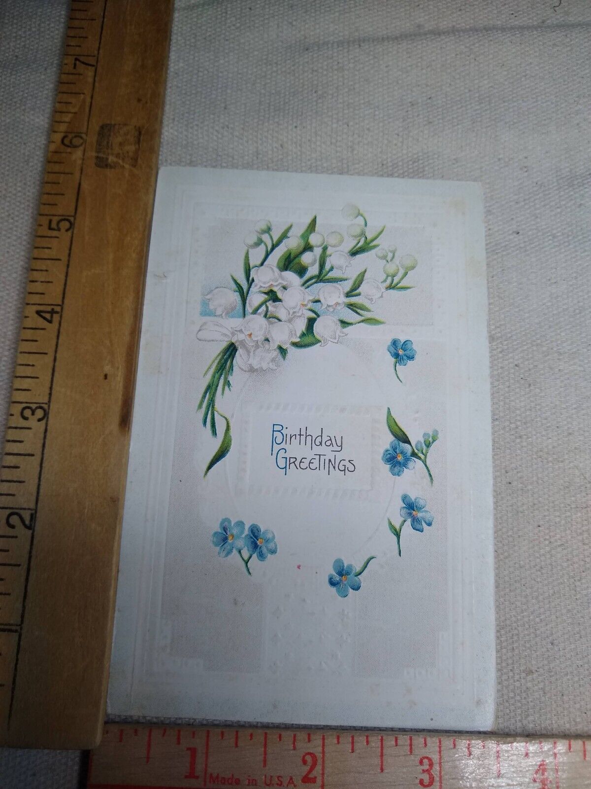 Postcard - Embossed Flower Print - Birthday Greetings