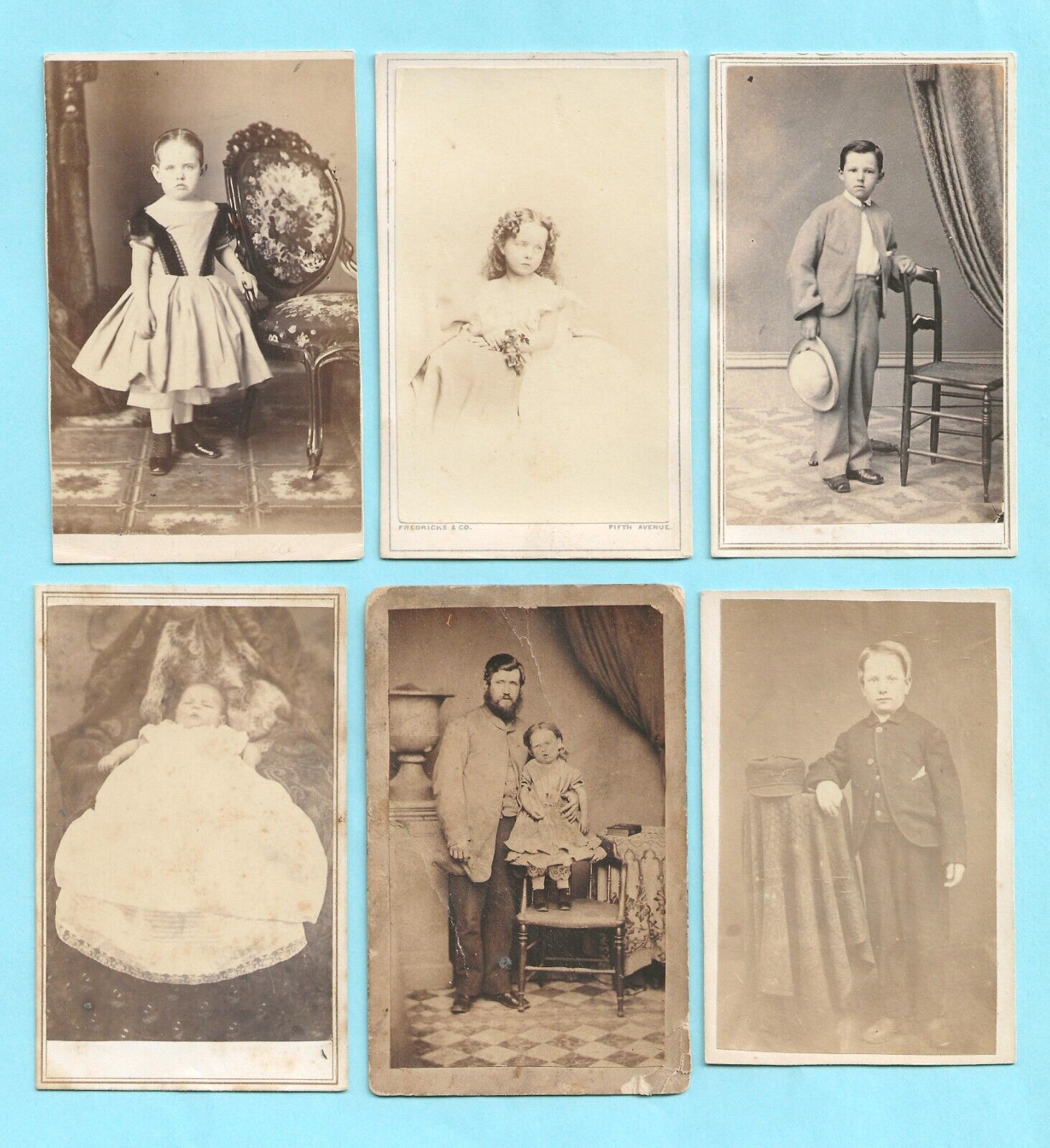6 CDV s.  Young boys and girls.  Children.