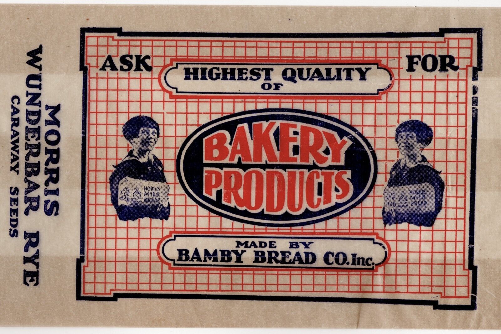 Vintage Bamby Bread Co Rye Bread Bag Bakery / Advertising Scarce