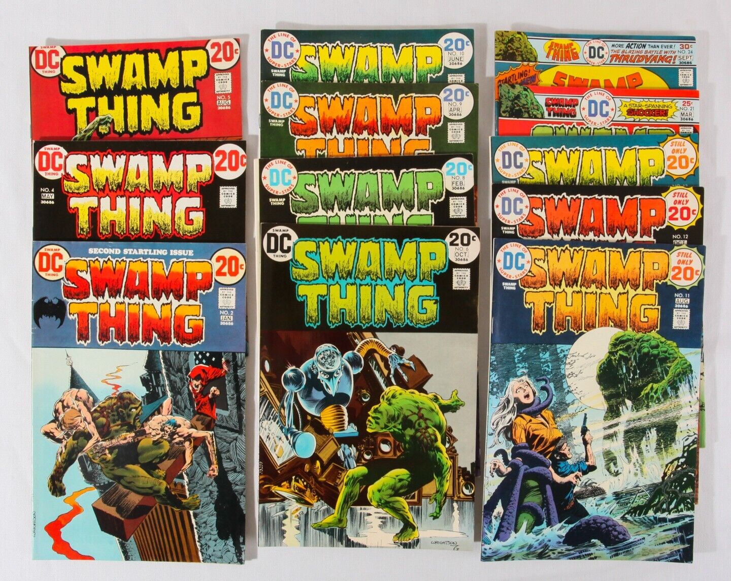 Swamp Thing #2 4 5 6 8 9 10 11 12 13 21 24, Lot of 12, All 8.0 VF to 9.0 VF/NM