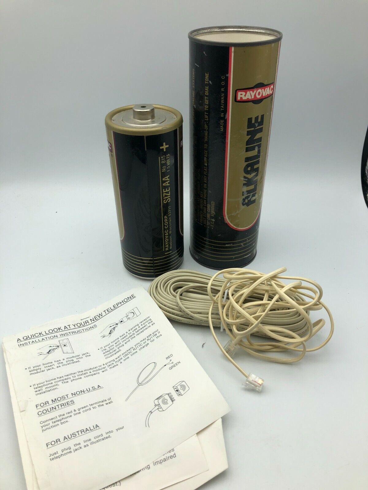 RAYOVAC Battery Land Line Telephone Can Advertising Parts Repair Vintage BROKEN