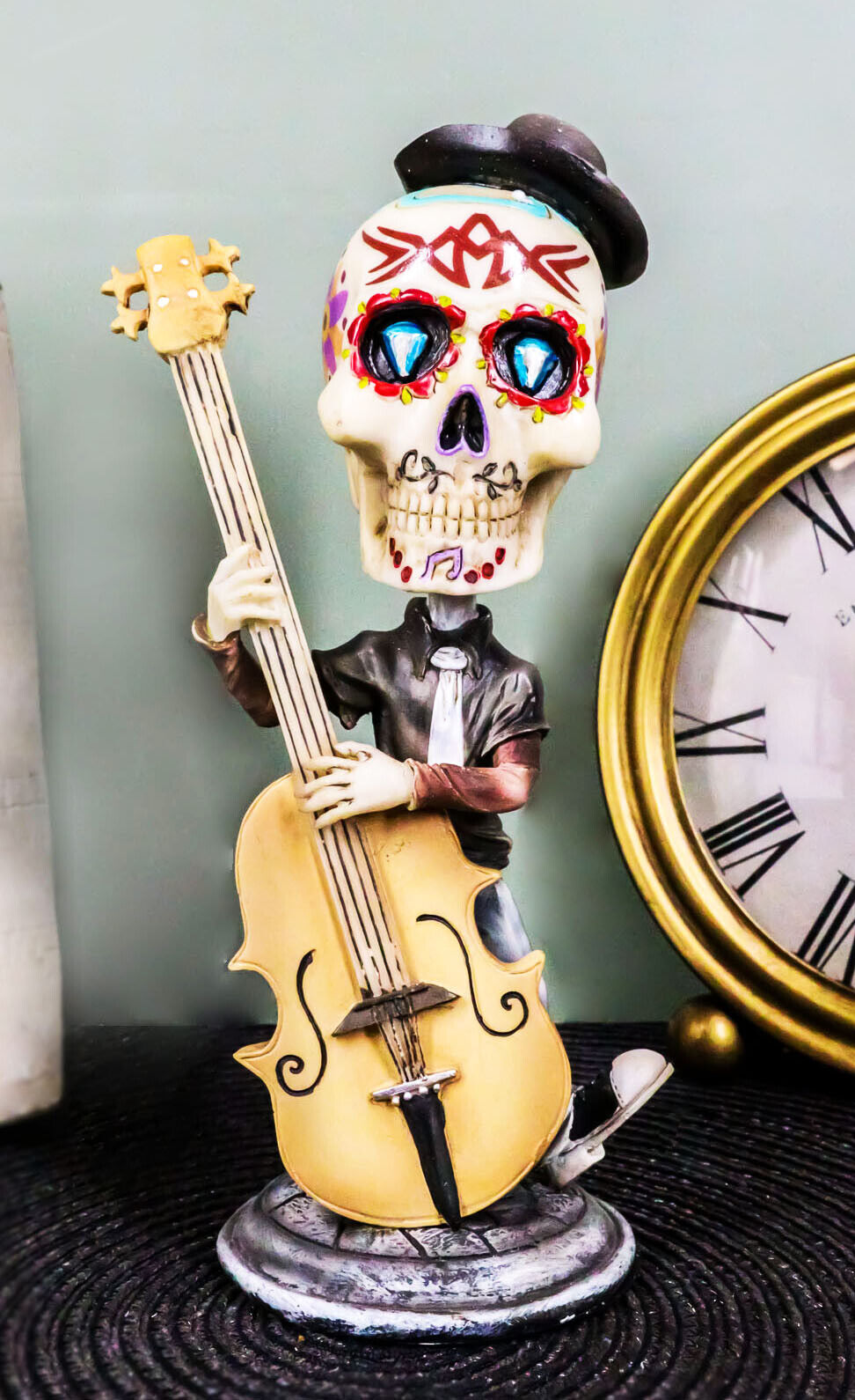 Ebros DOD Skeleton Rock Band Bass Player Bassist Bobblehead Statue 7\