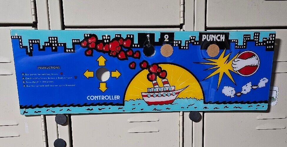 Popeye Art Willis Artwork CPO Overlay Plexi for Nintendo Arcade Cabinet 21 3/4x7