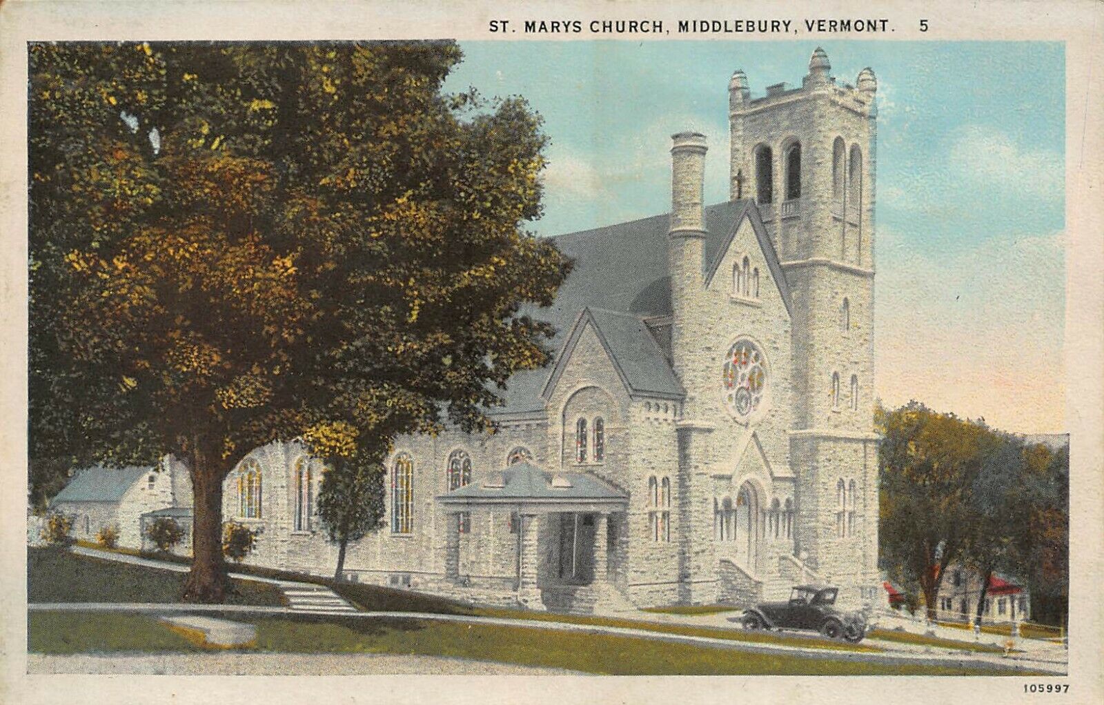 MIDDLEBURY VERMONT~ST MARYS CHURCH 1920s POSTCARD