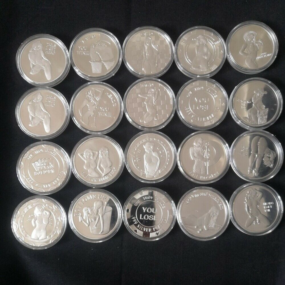 10PC  Heads I get Tail Tails I get Head Silver Challenge Coins Lucky Gifts