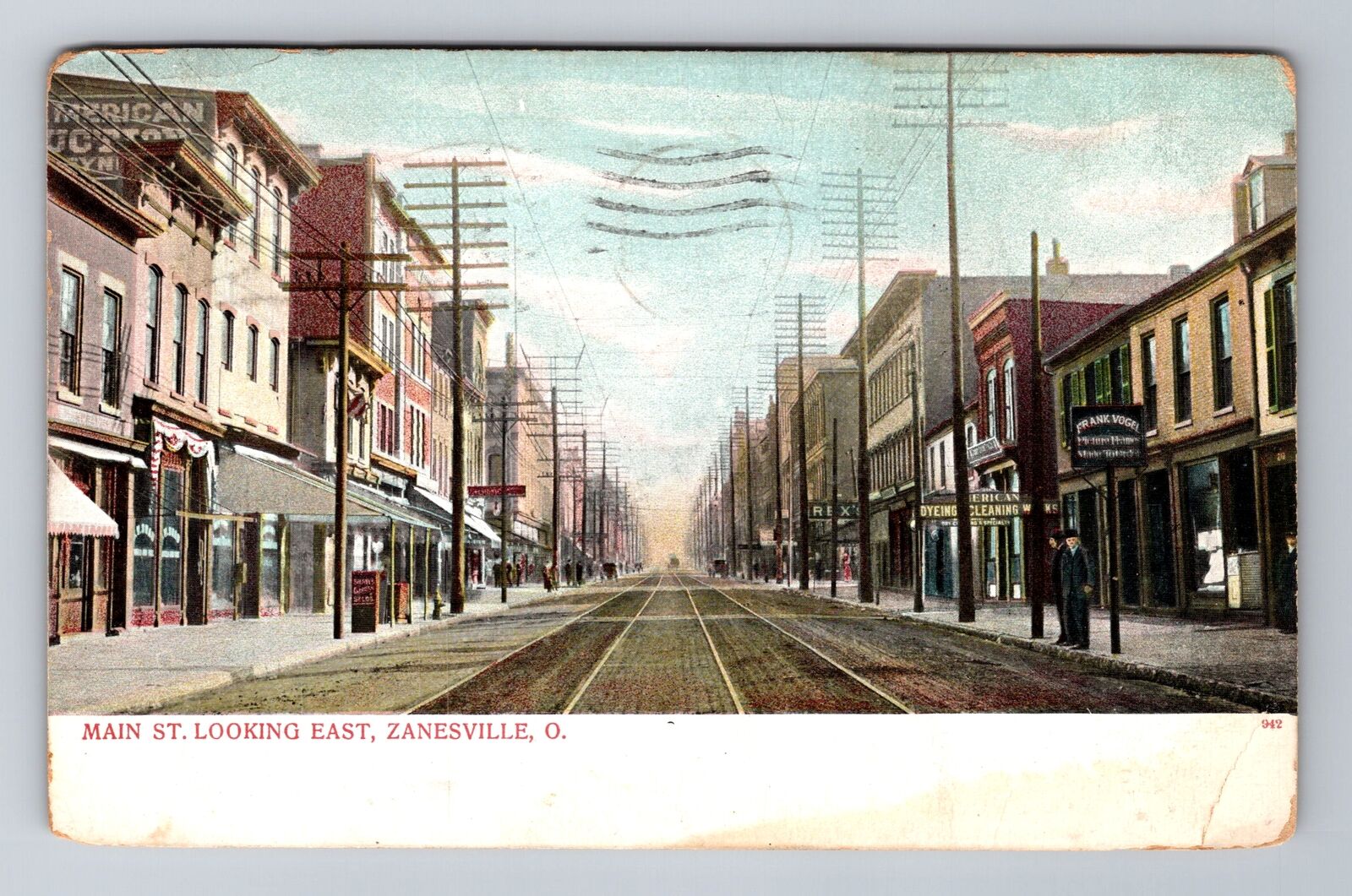 Zanesville OH-Ohio, Main Street Looking East, Antique c1906 Vintage Postcard