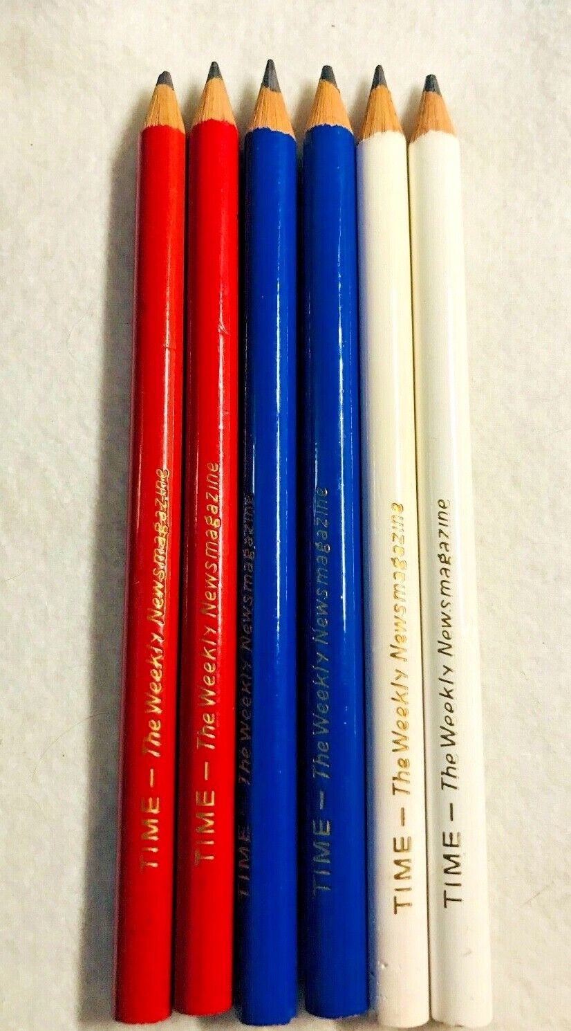 6 Time Magazine Bicentennial Red White Blue Oversize Promo Pencils News Weekly