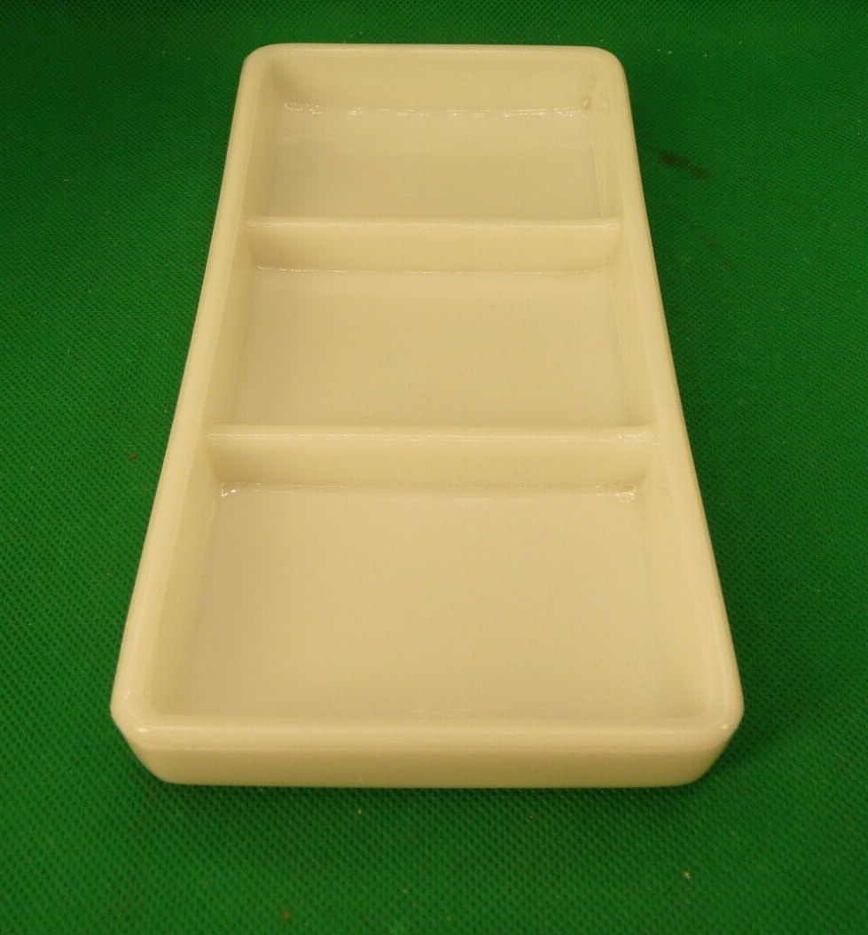 3 Compartment, Milk Glass Dental Organizing Tray--American Cabinet Co 17-VINTAGE