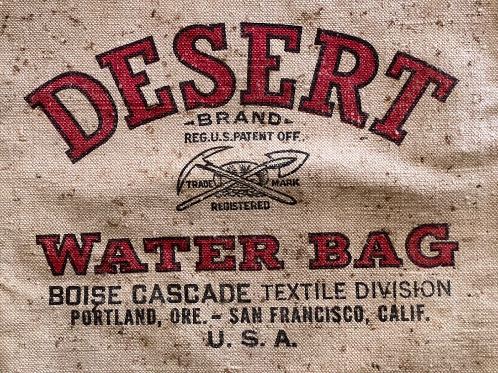 VINTAGE  DESERT WATER BAG  [Boise Cascade Textile Div. Portland, San Francisco ]