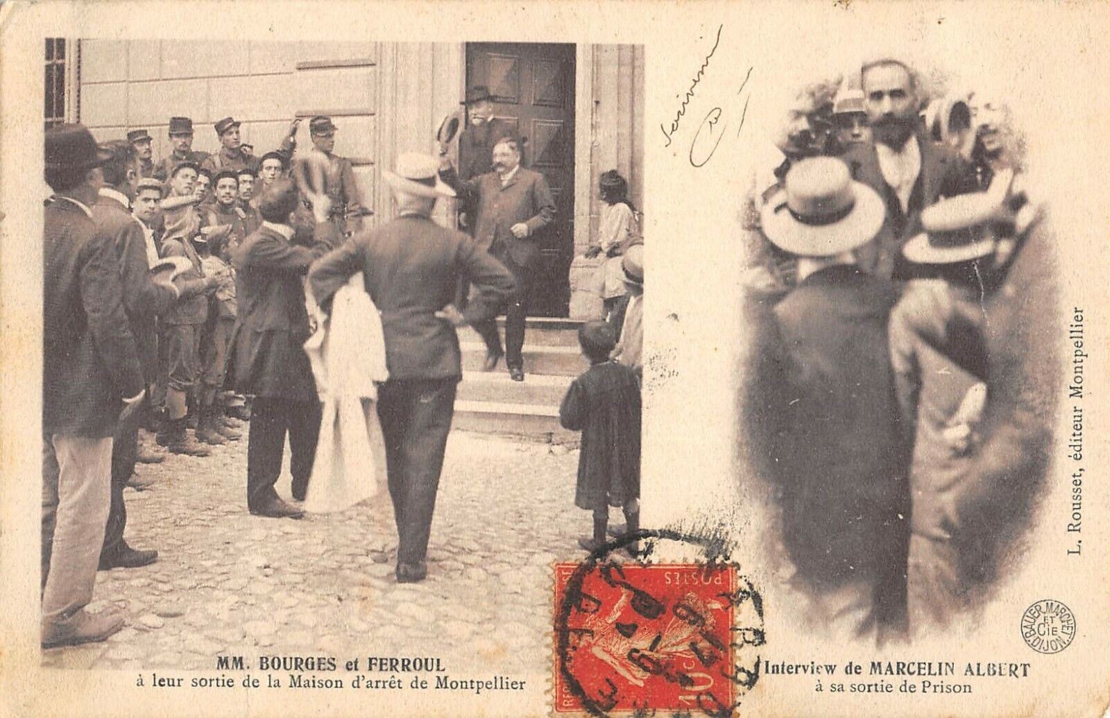 CPA 34 M.M.BOURGES ET FEROUL AT THEIR EXIT FROM THE MONTPELLIER ARREST HOUSE 