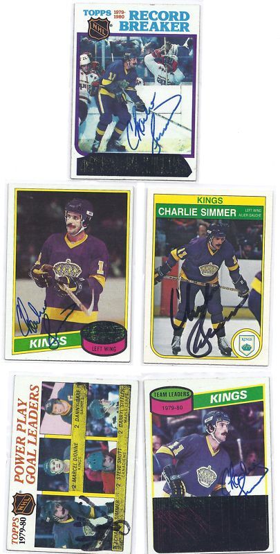 Charlie Simmer Signed Hockey Card LA Kings 1980 PP Goal