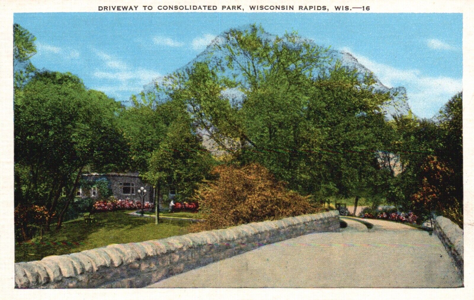 Postcard WI Wisconsin Rapids Driveway to Consolidated Park Vintage PC G9798