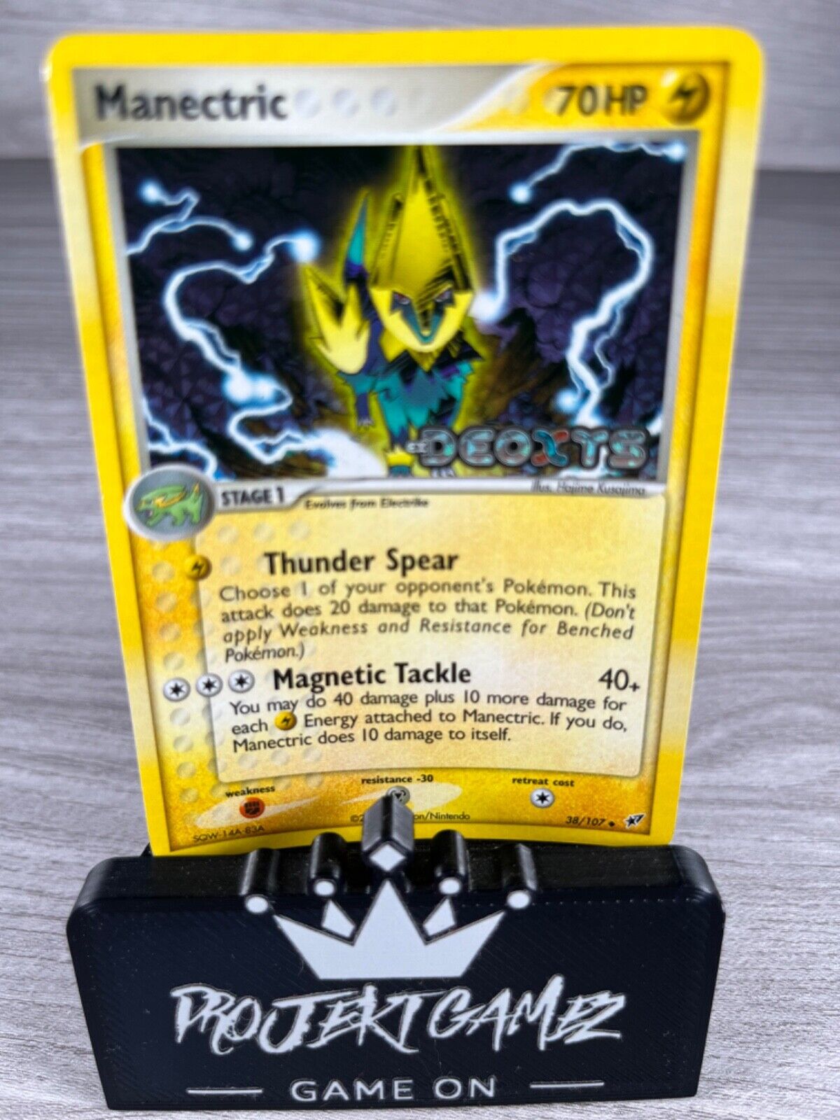 Manectric Pre Release Stamp Promo 38/107 EX Deoxys Pokemon Trading Card TCG