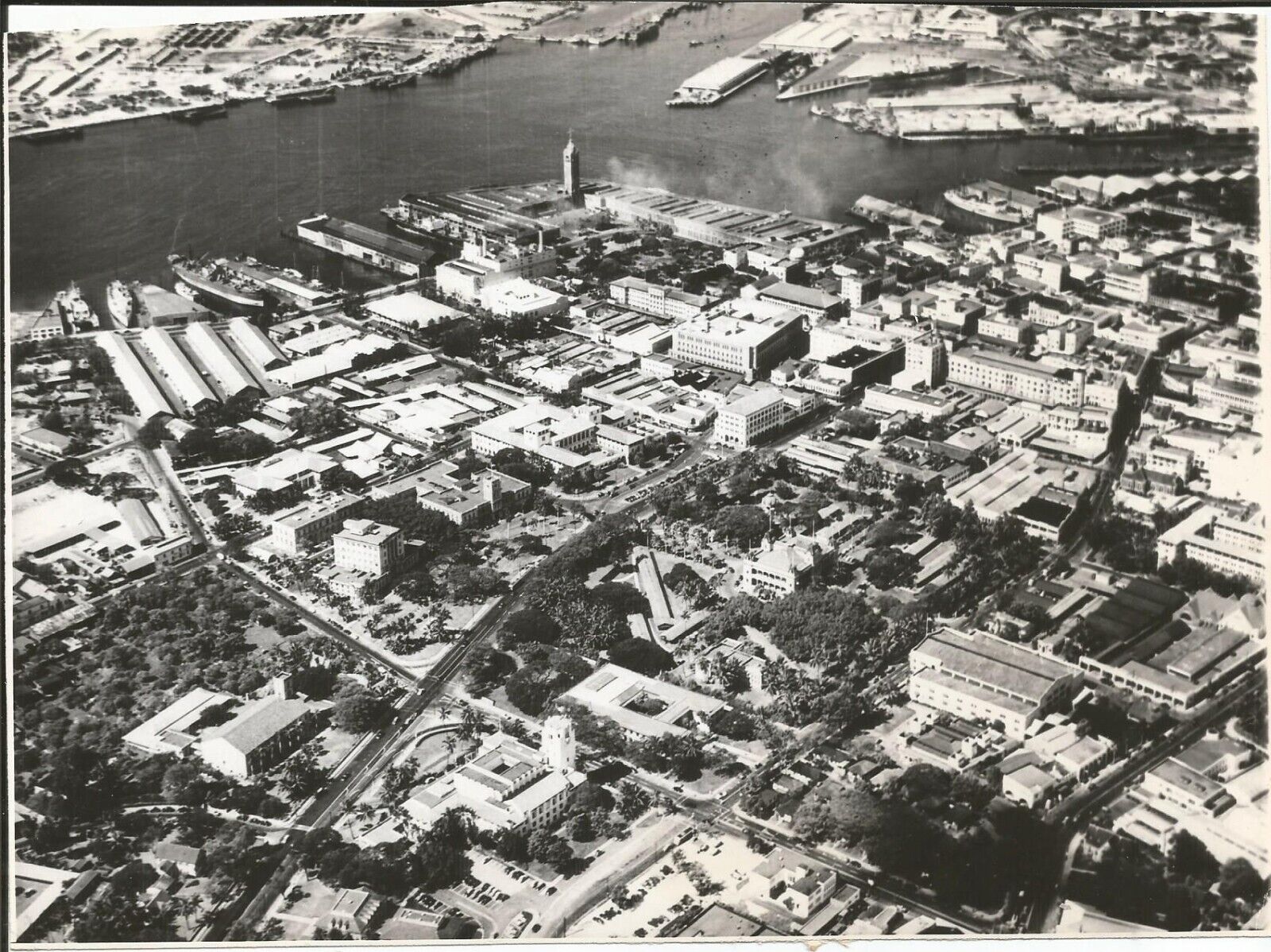 WoW 1948 Aerial Press Photo Downtown HONOLULU, HAWAII Iolani Palace, ... L@@K