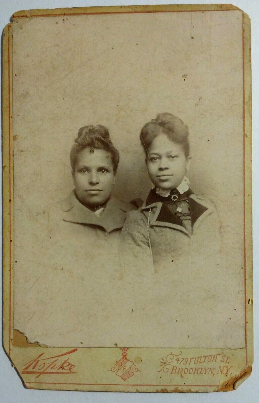1890\'s Cabinet Card Photo ~ Two Young African American Women - Kopke Brooklyn