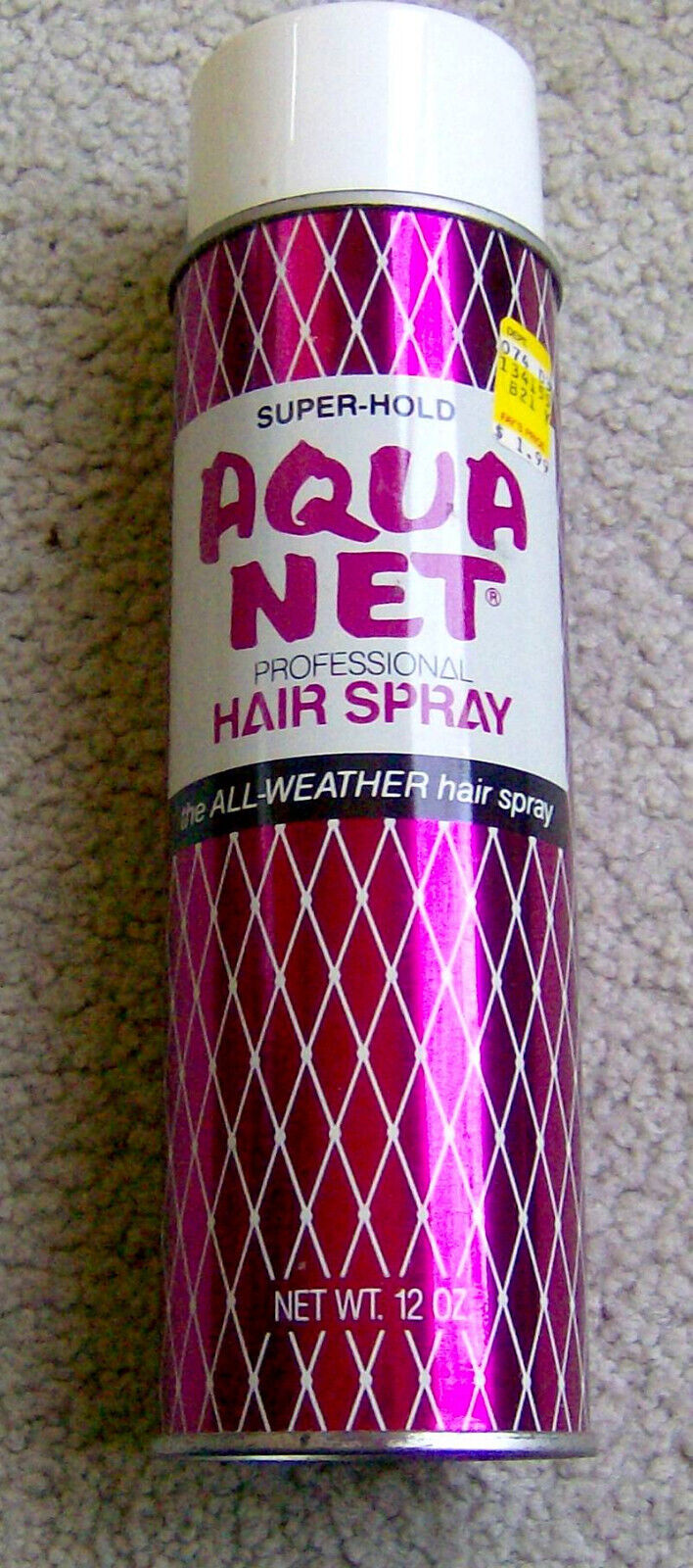 RARE vintage 1980S AQUA NET hairspray can salon hair product METALLIC PURPLE