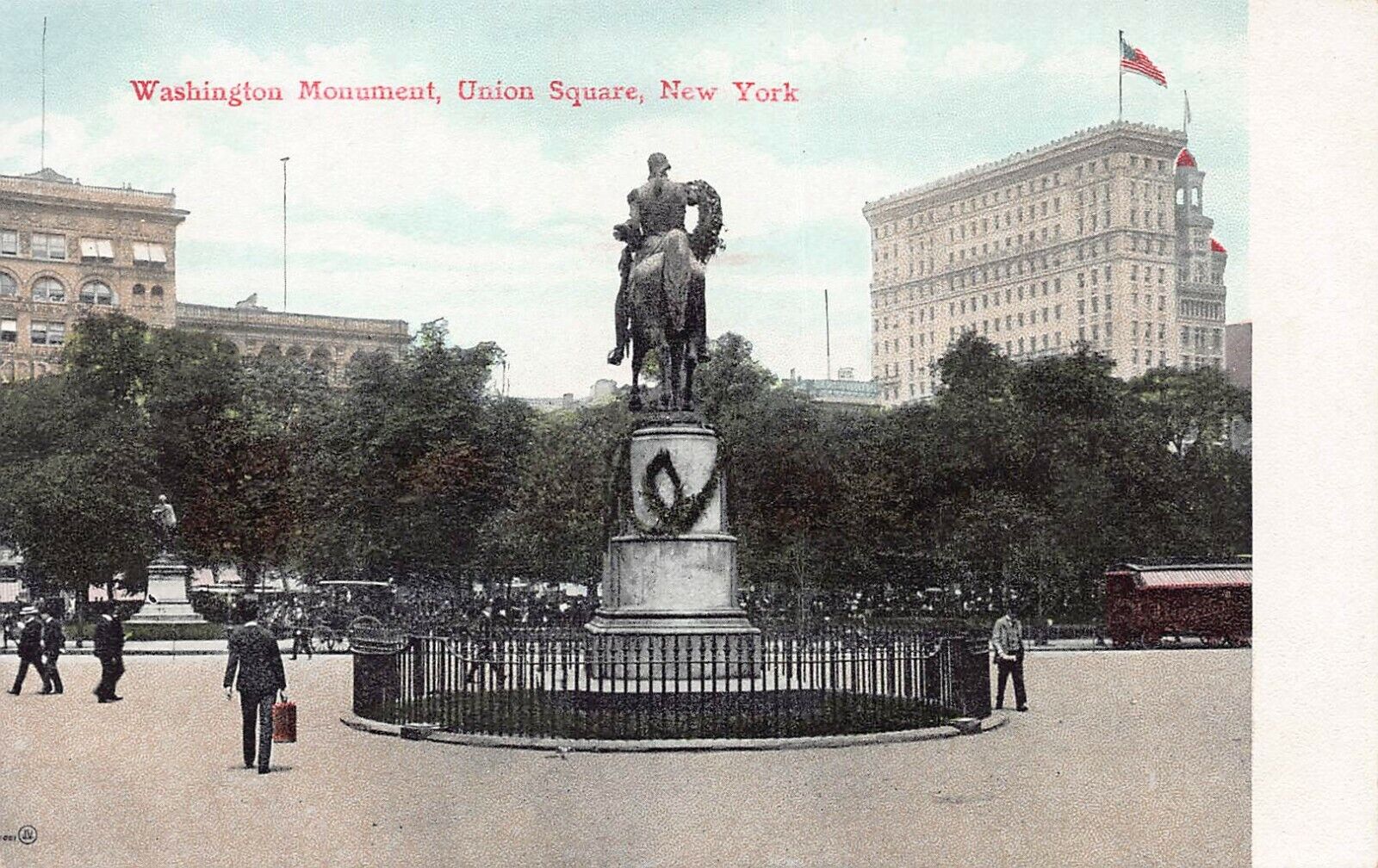 Washington Monument, Union Square, Manhattan, N.Y. City, Early Postcard, Unused