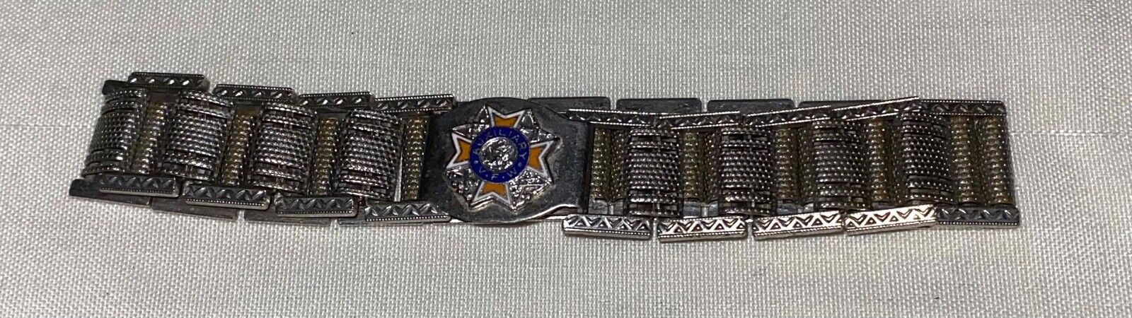 Vintage VFW Auxiliary Bracelet with Seal  7-1/2”  Silver Color