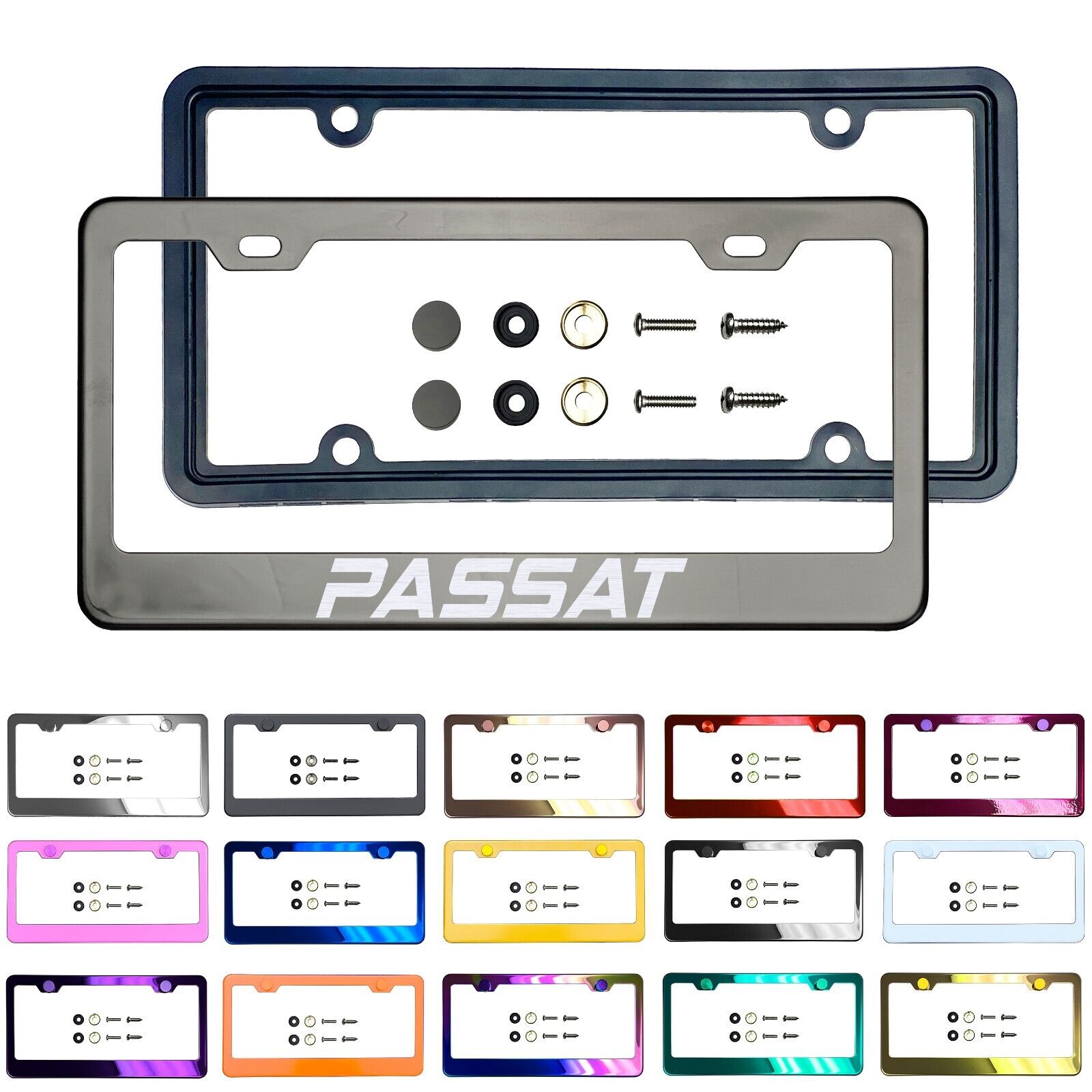 New Customize Stainless Steel License Frame Silicone Guard Fit Volkswagen Passat