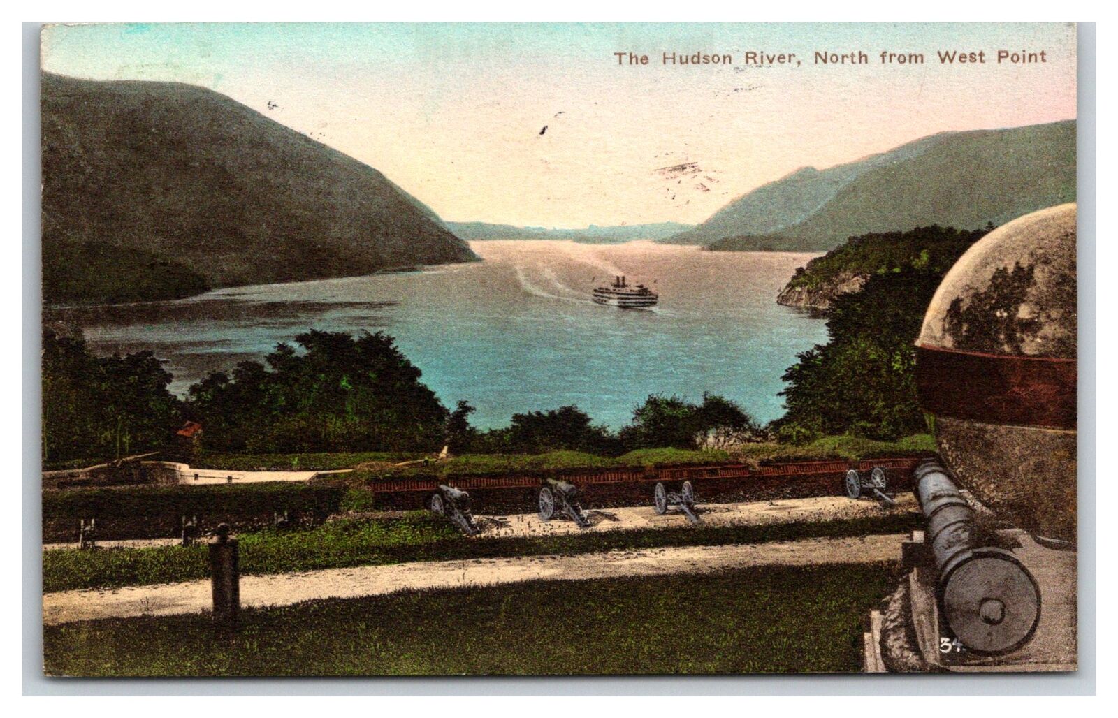 Hudson River Looking North ~ West Point Canons Hand Colored albertype