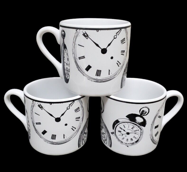 Riviera Van Beers By Signature Expresso Mugs Clock Demitasse Set Of 3 No Saucers