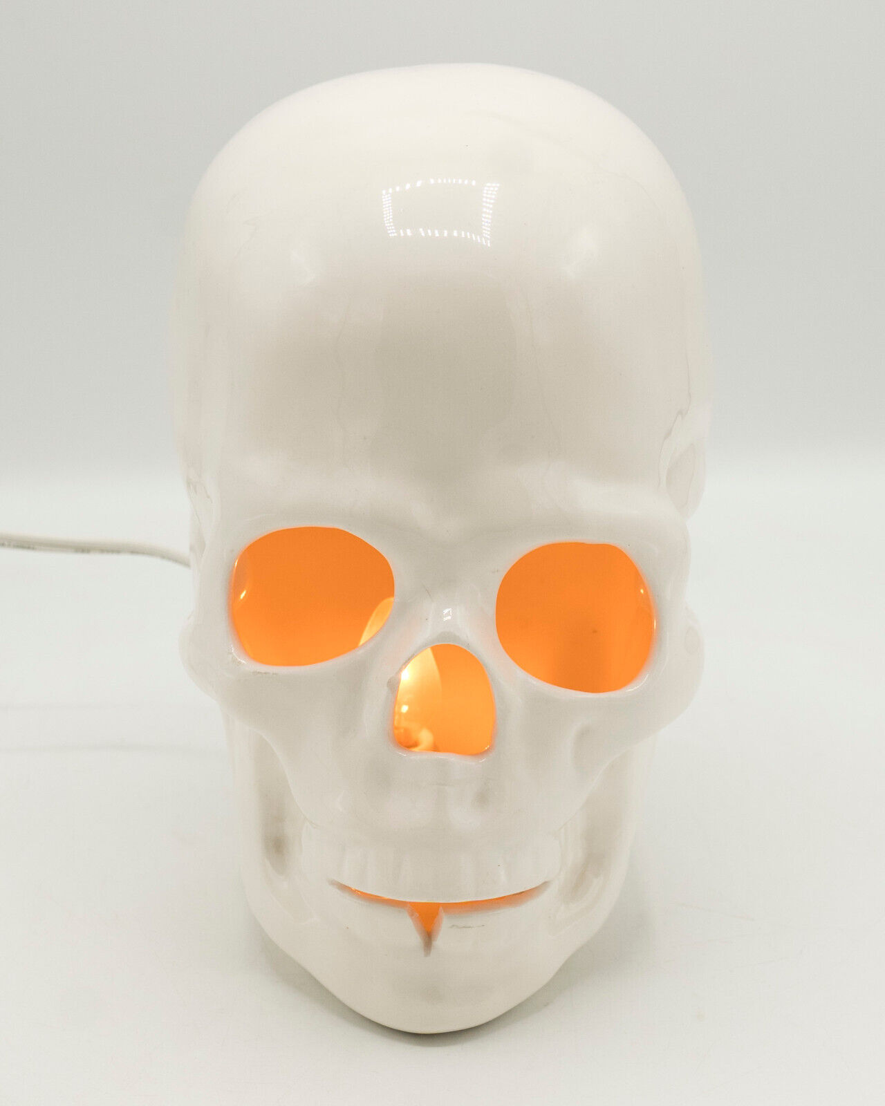 Vtg L & L Designs Dallas Ceramic Skull Life Size Light Up Halloween Decor 1980s