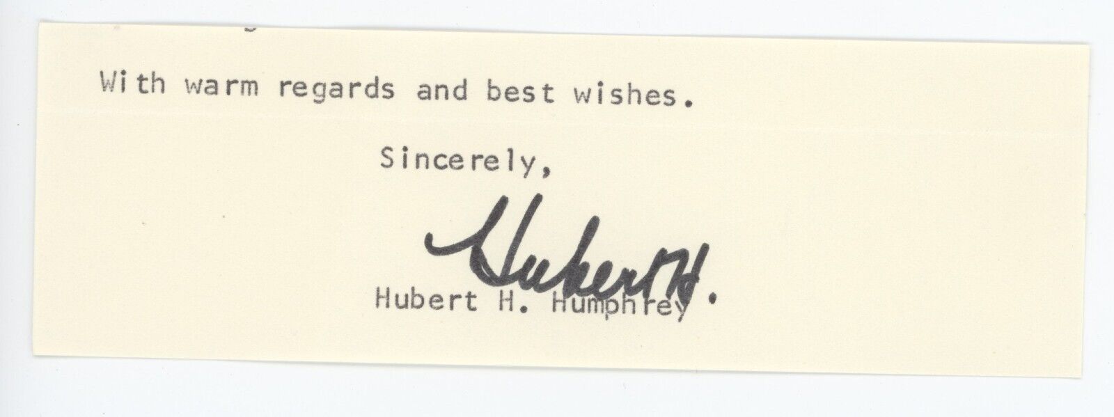 Hubert Humphrey Signed Auto  Cut Card  Vice President