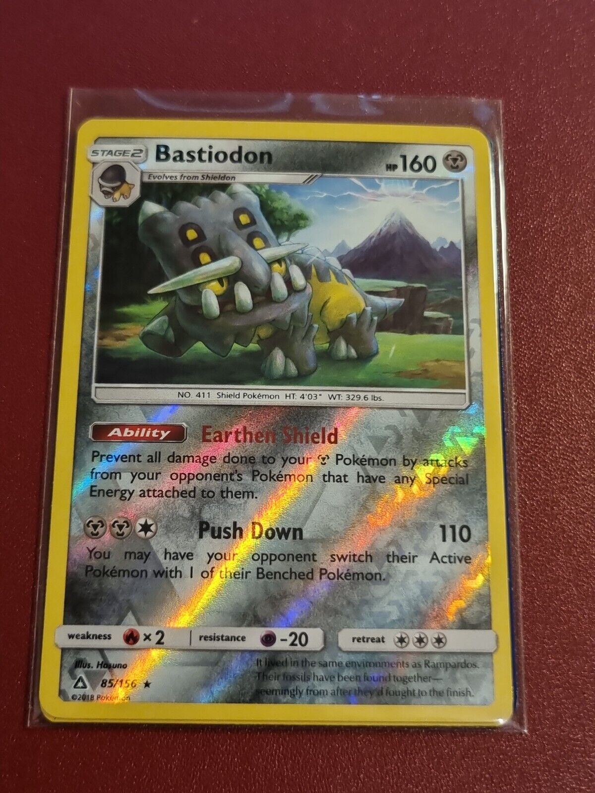 Pokemon Sun Moon Ultra Prism Bastiodon 85/156 Rare Reverse Holo TCG Card