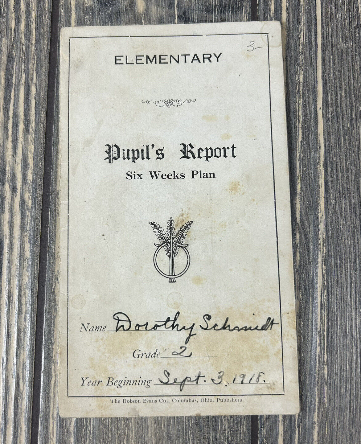 Vintage 1918 Elementary Pupils Report Six Weeks Plan 