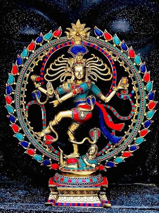 Brass Large Dancing Natraja with Fire Ring Murti God Shiva Shankar