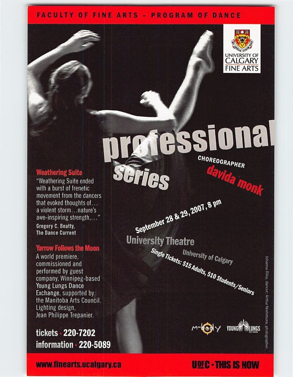 Postcard Professional Series, University Theatre, University of Calgary, Canada