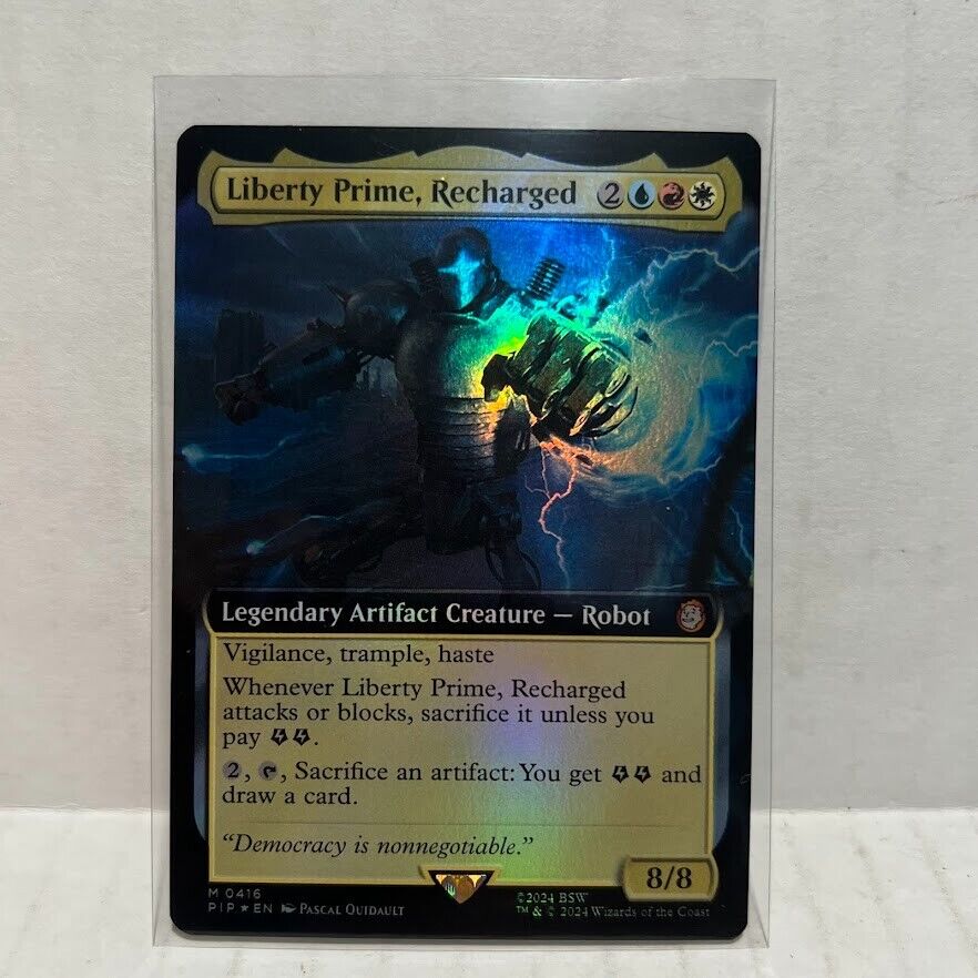 Magic The Gathering Liberty Prime, Recharged Extended Art Foil PIP #416 Fallout