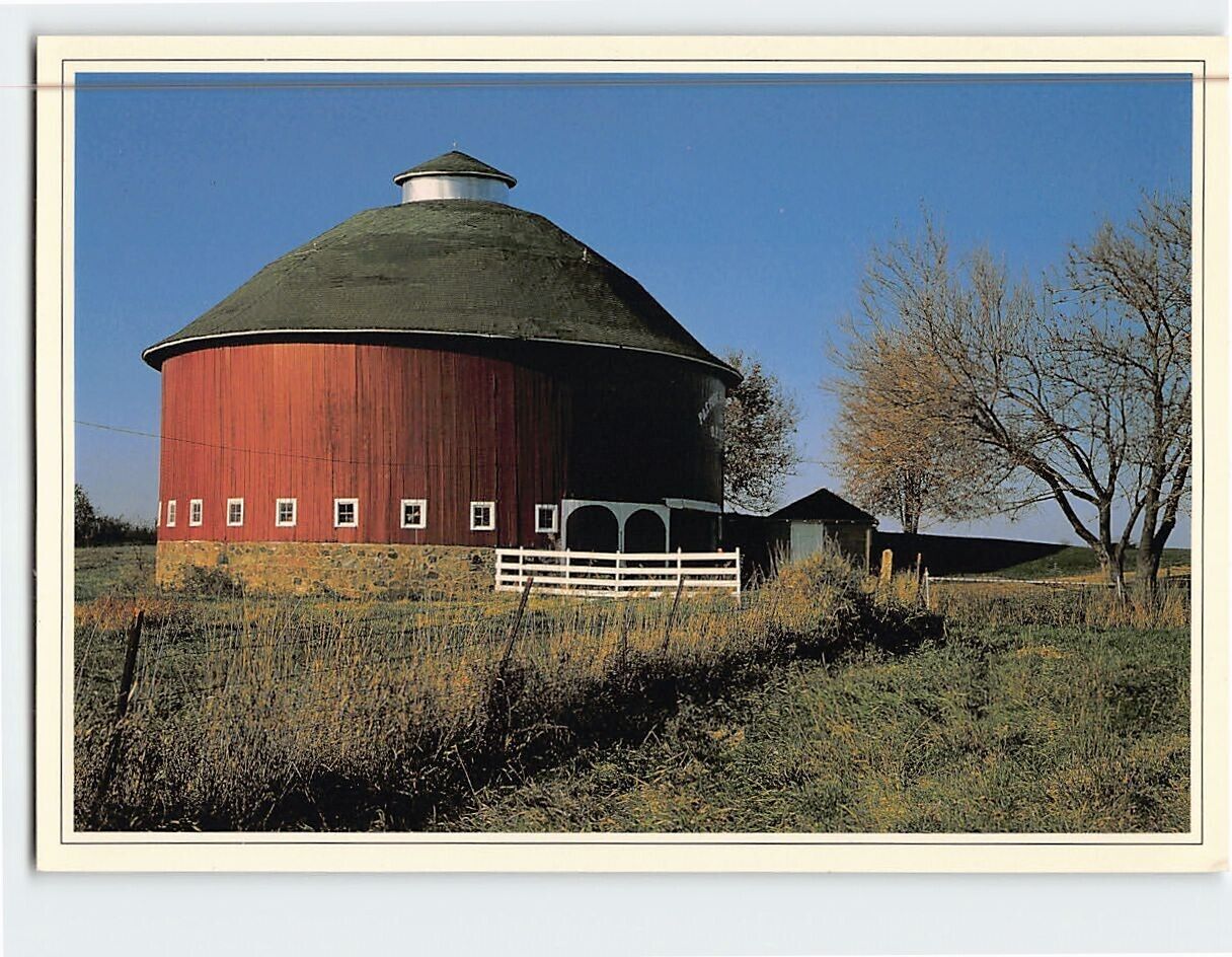 Postcard Round bard at Pasture Brook Farm Indiana USA