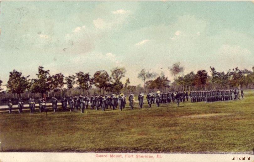 1909 GUARD MOUNT - FORT SHERIDAN ILL military horses