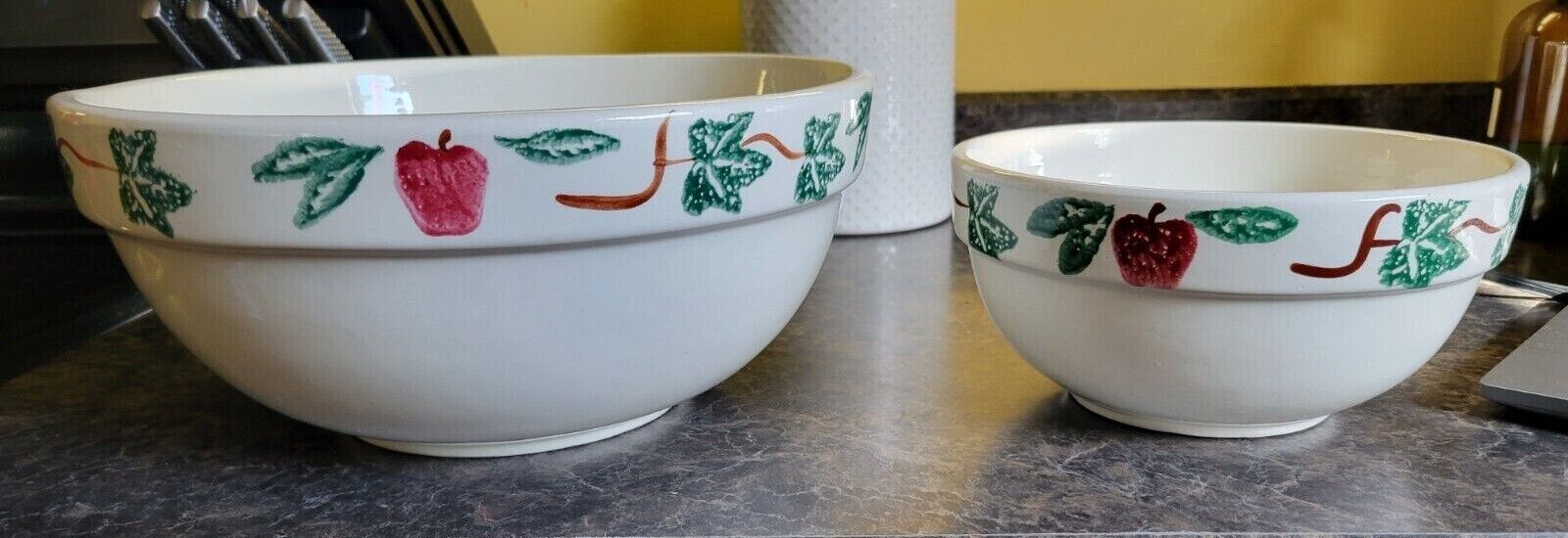 Crock Shop Santa Ana, CA Apples and Ivy Large and Small Ceramic Design Bowls