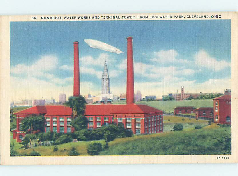 Pre-Chrome WATER WORKS SCENE Cleveland Ohio OH AG2216
