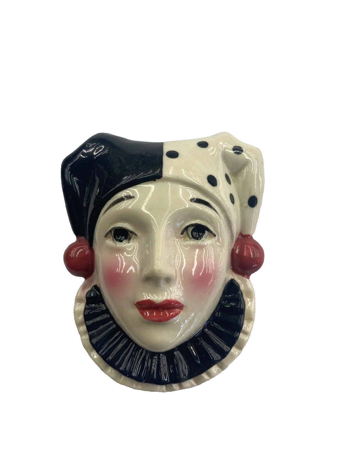 Vintage 1988 Enesco Hand Painted Magnet Porcelain Face Clown Fridge