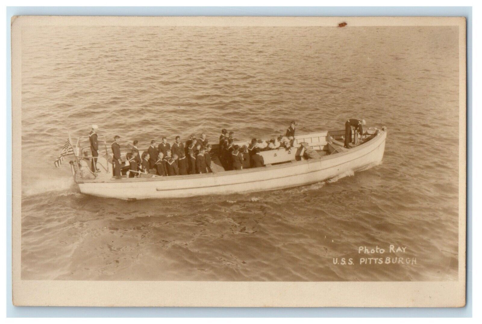 c1920\'s USS Pittsburgh Boat Funeral Sea Casket RPPC Photo Vintage Postcard