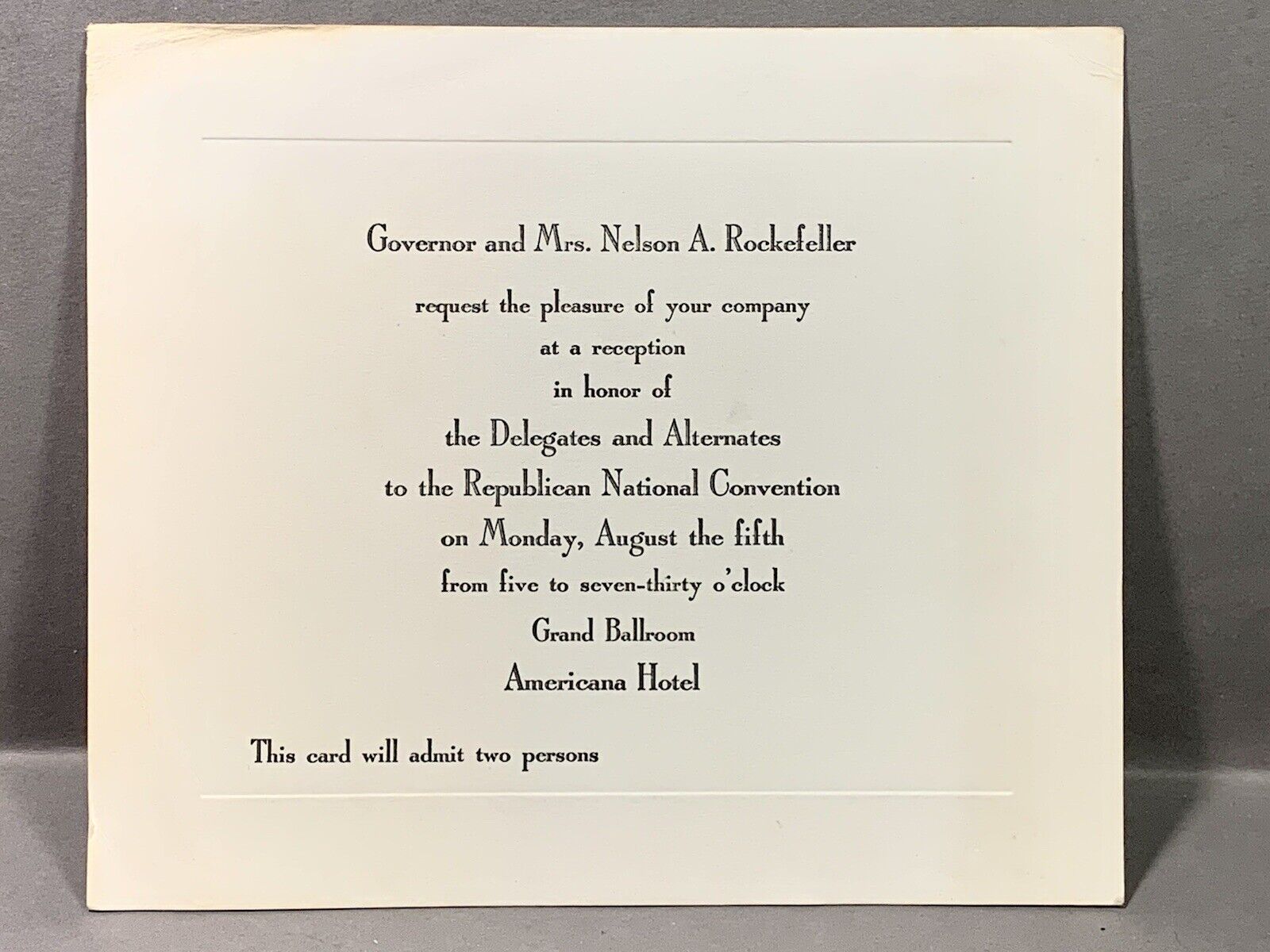 Nelson Rockefeller ~ Invitation to Delegates of Republican National Convention