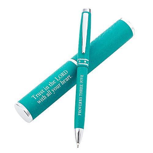  Stylish Classic Teal Ballpoint Pen with Matching Gift Teal/Trust in the Lord