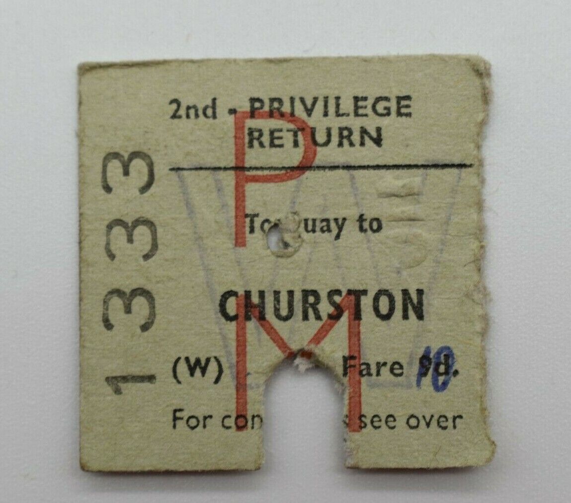 BRB (w) Railway Ticket 1333 Torquay to Churston 1966