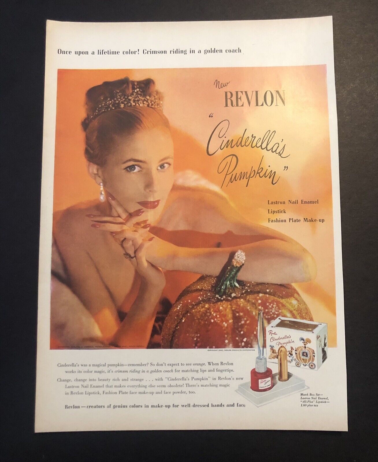 1950’s Revlon Cinderella’s Pumpkin Makeup Beauty Magazine Ad