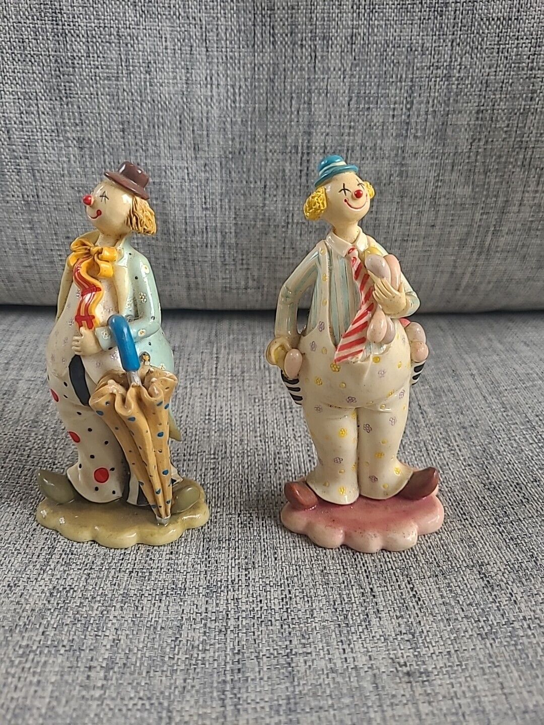 Set Of 2 Vintage Herco Professional Gift Carnival Circus Clown Figurine