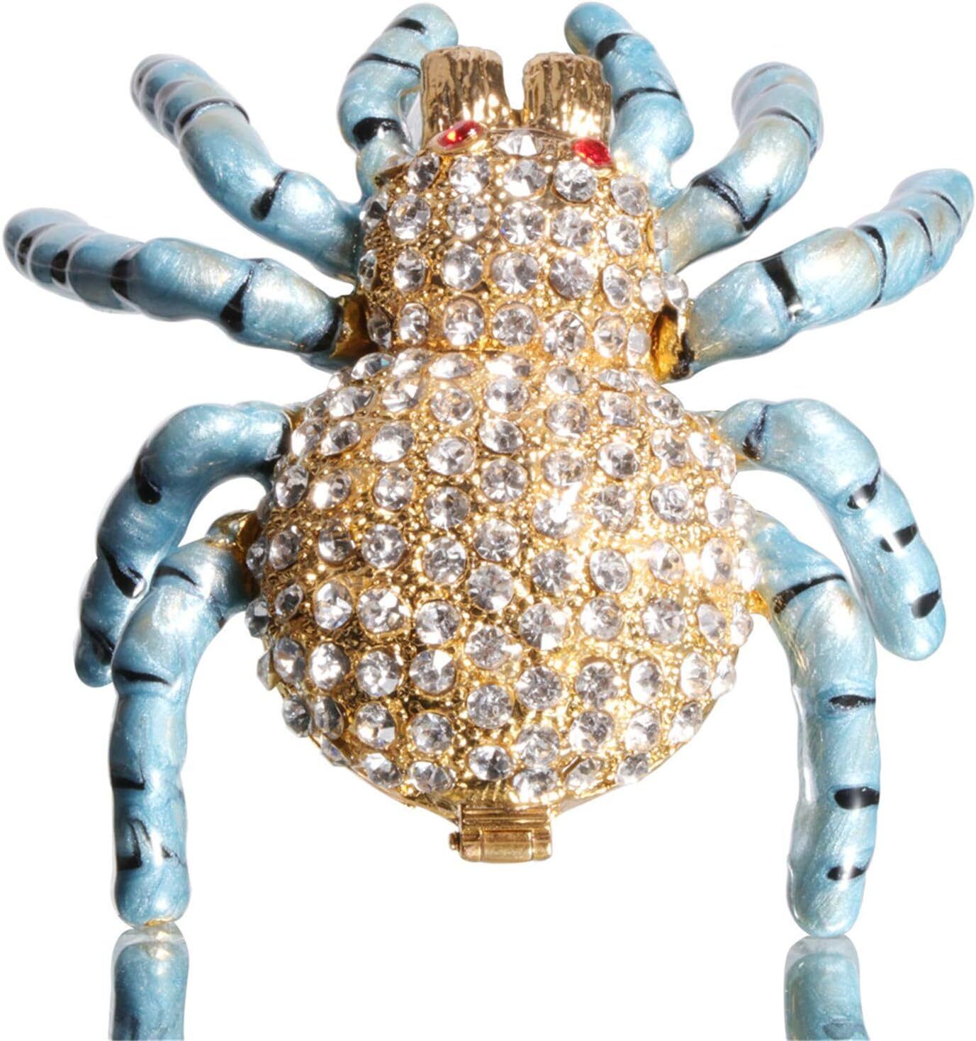Bejeweled Enameled Animal Trinket Box/Figurine With Rhinestones- Spider