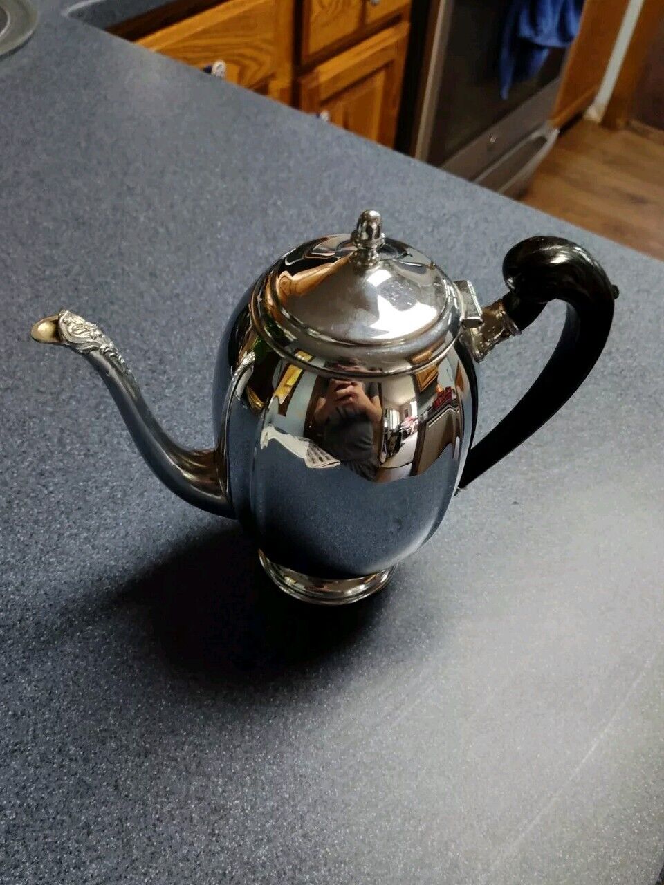 Vintage Krome Kraft Chrome Tea/Coffeepot Bakelite Handle Farber Brothers 1940/50
