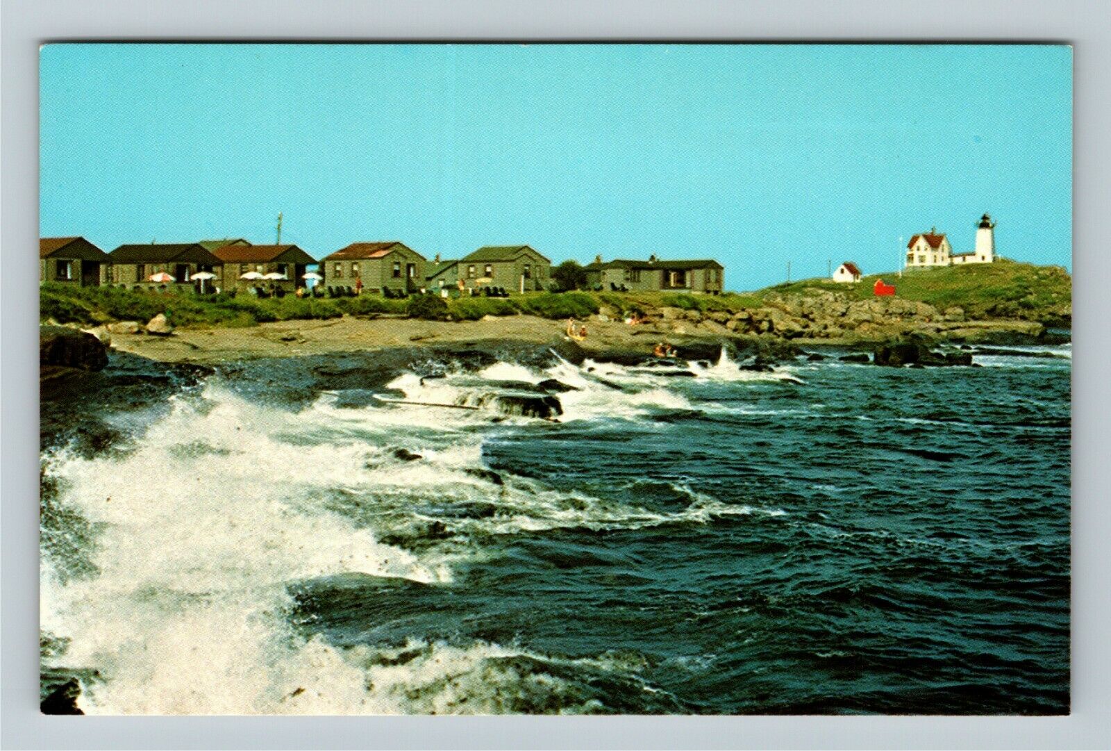York Beach ME-Maine, Lighthouse Village, Salty Beach Spray, Vintage Postcard