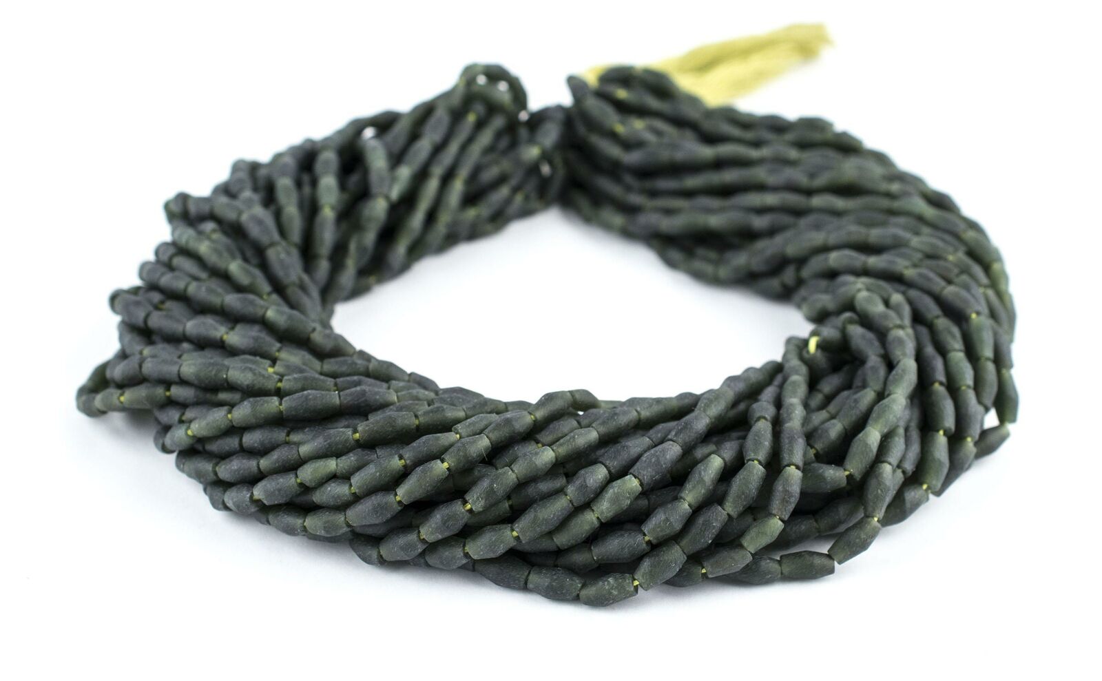 Green Serpentine Bicone Beads 8x5mm Afghanistan Gemstone 16 Inch Strand