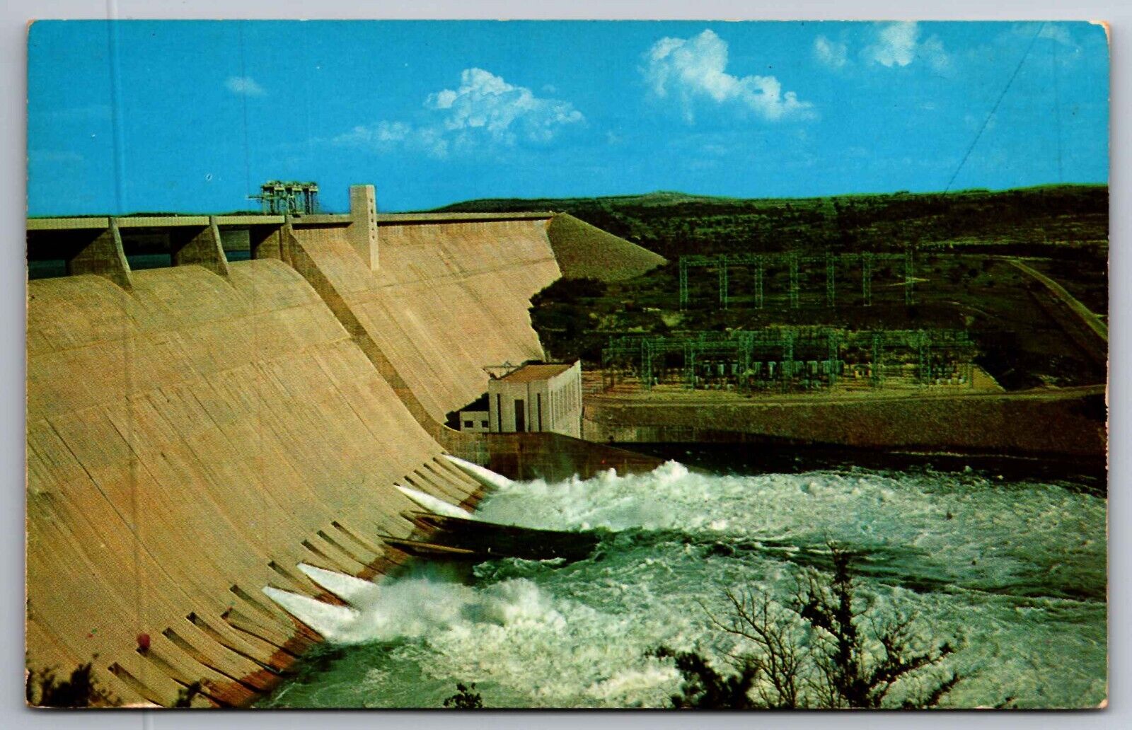 Postcard Mansfield Dam @ Lake Travis into Colorado River near Austin Texas   A19