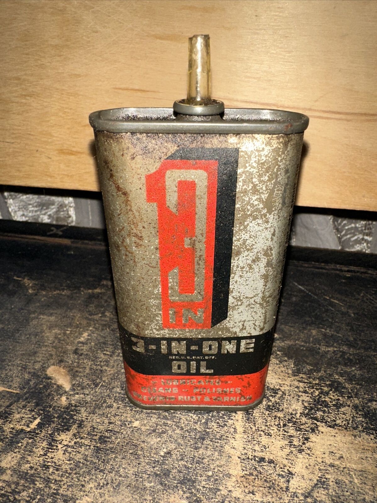 VINTAGE 3-IN-ONE OIL CAN 3oz. EMPTY TIN CAN, Decoration piece